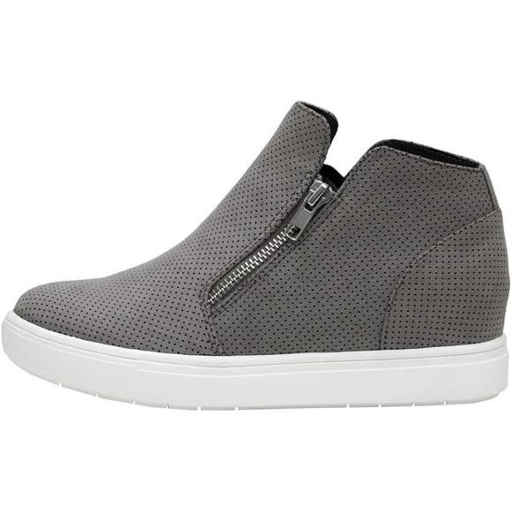 CUSHIONAIRE Wedge Sneakers for Women Hidden Heel Zip Wide Width Black Shoe